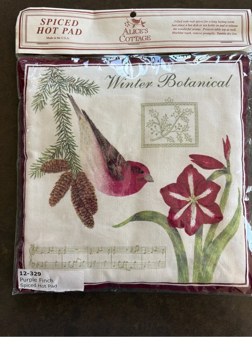 Alice's Cottage Spiced Hot Pads & Mug Mat Birds Flowers Garden Motif Brand New